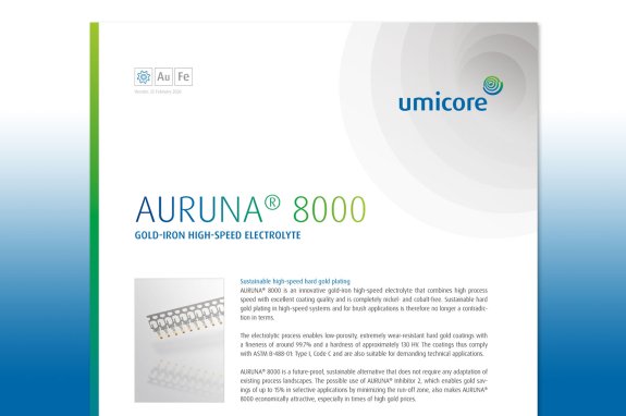 Umicore MDS - AURUNA - Kobalt- und nickelfreie Hartvergoldung - 8000