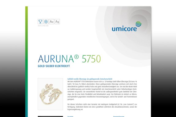Umicore MDS - AURUNA 5750 - Goldschicht zu einem Kostenbruchteil - Produktseite