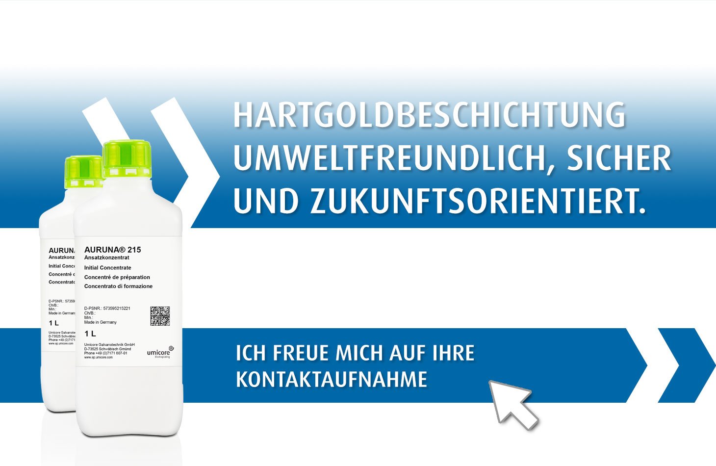 Umicore MDS - AURUNA 3408 - Umweltfreundliche Hartvergoldung - Kontaktaufnahme