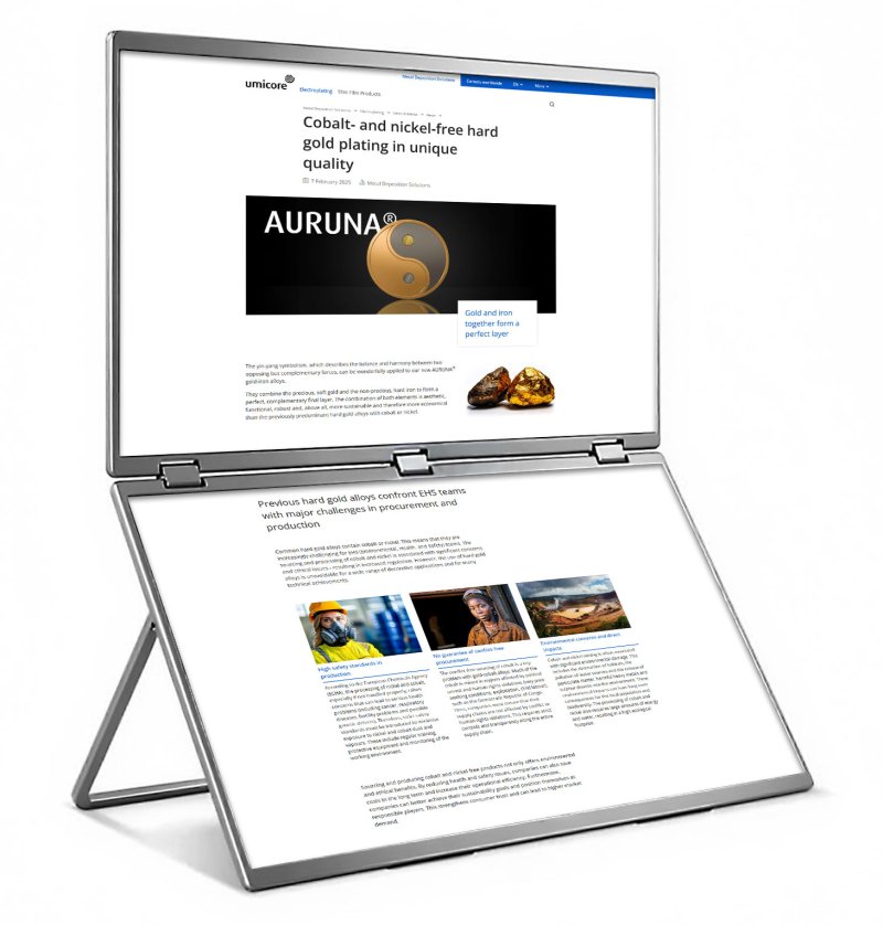 Umicore MDS - AURUNA 8000 - sustainable high-speed hard gold plating - Gold-iron process